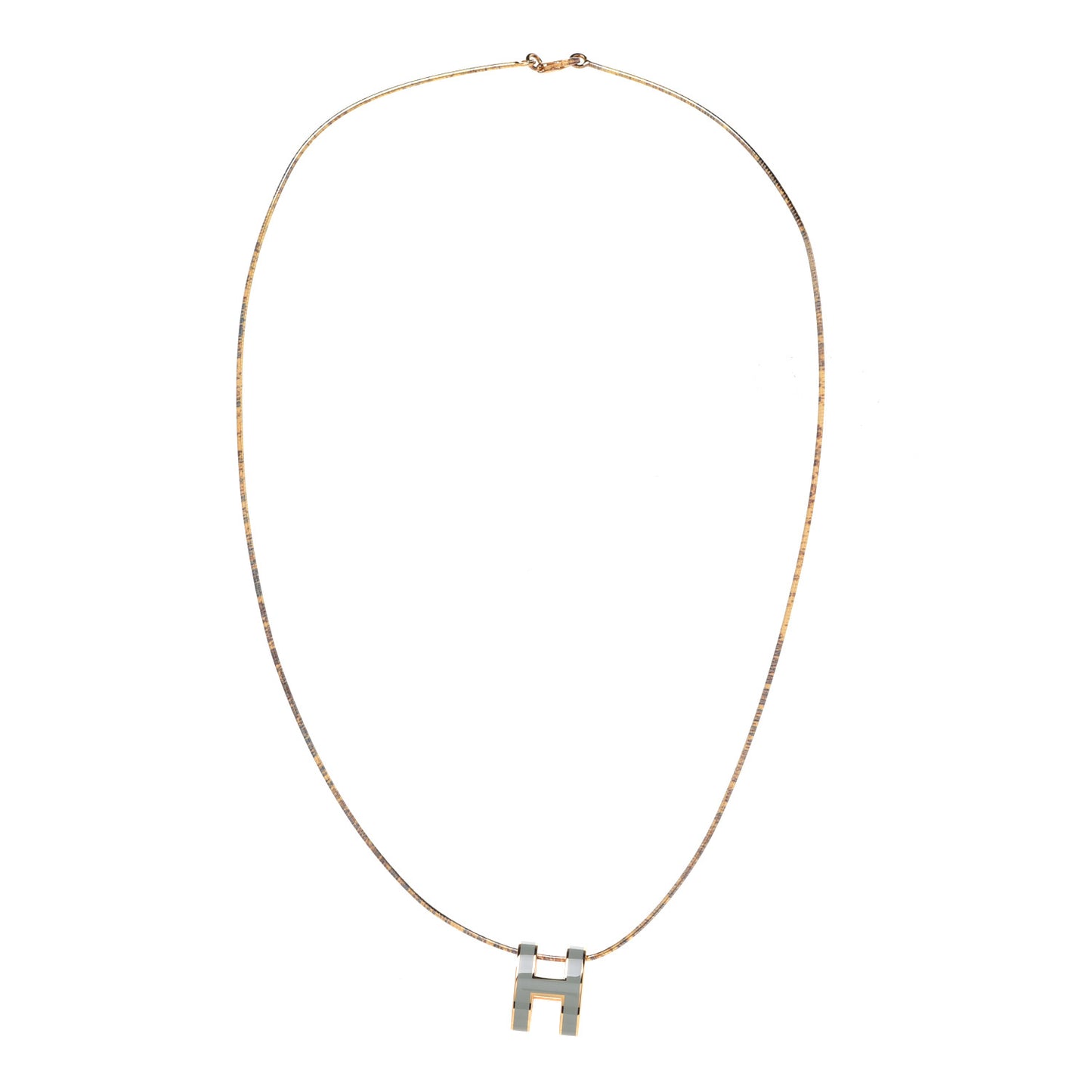 Lacquered Gold Pop H Pendant Necklace Jade