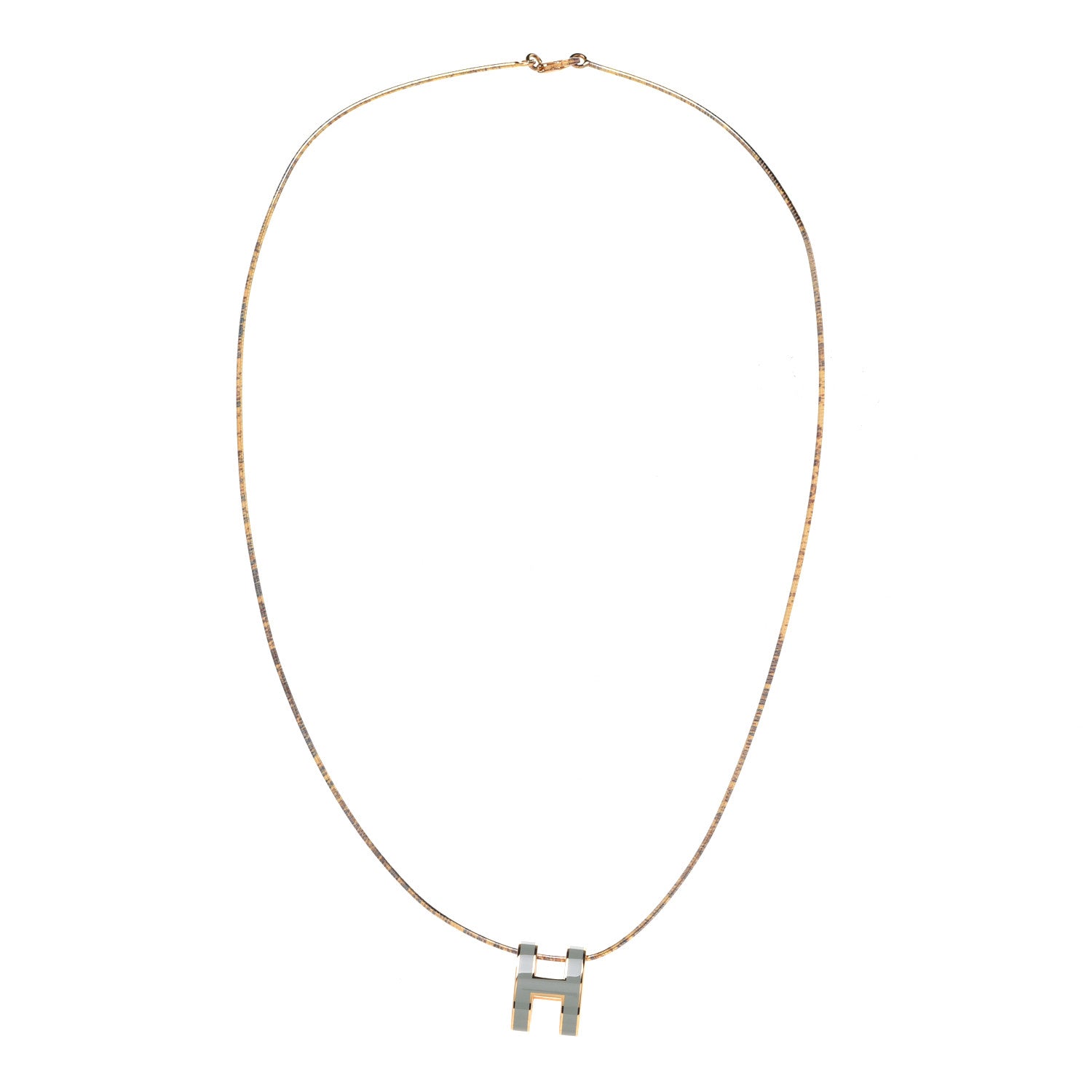 Hermes Lacquered Gold Pop H Pendant Necklace Jade 3 of 7
