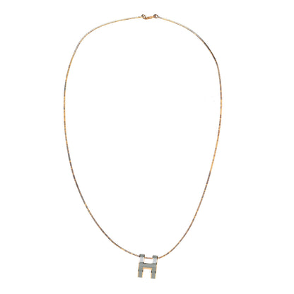 Hermes Lacquered Gold Pop H Pendant Necklace Jade 3 of 7