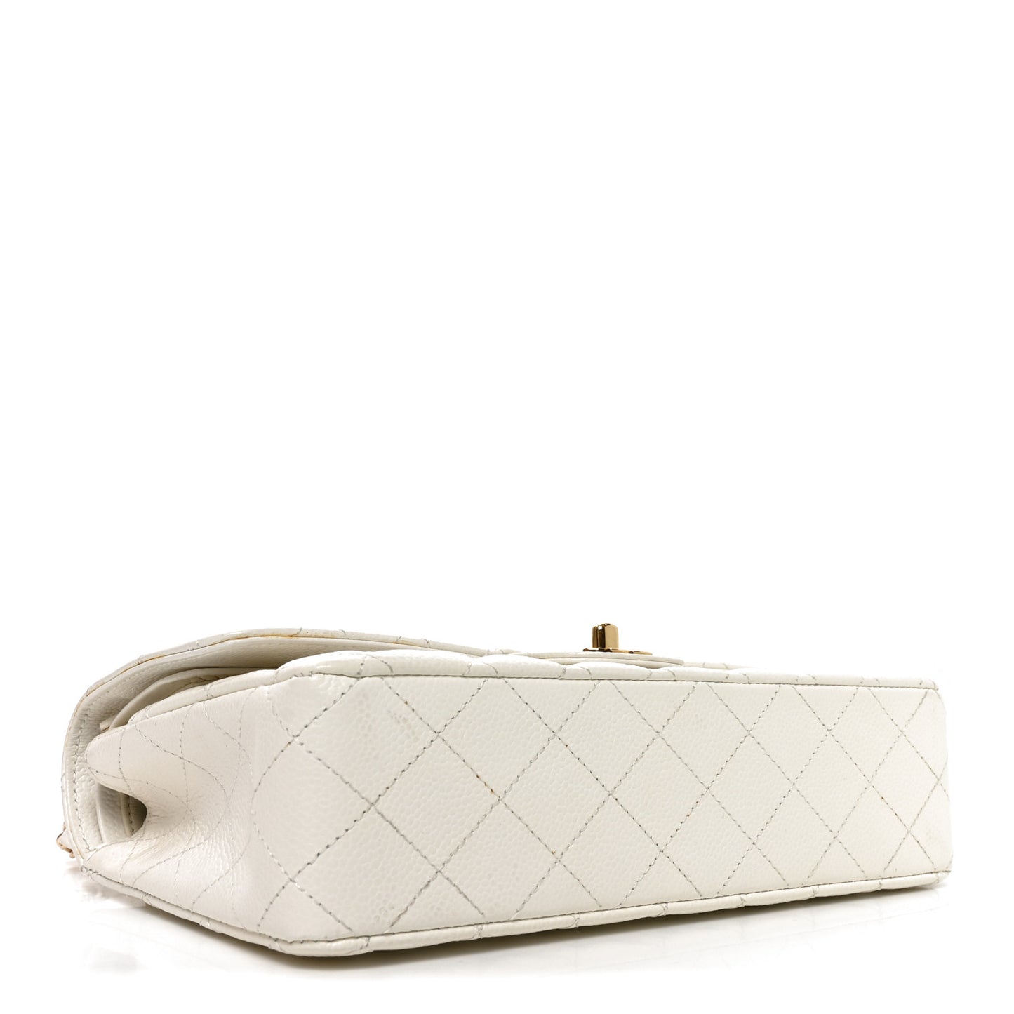 Caviar Quilted Medium Double Flap White