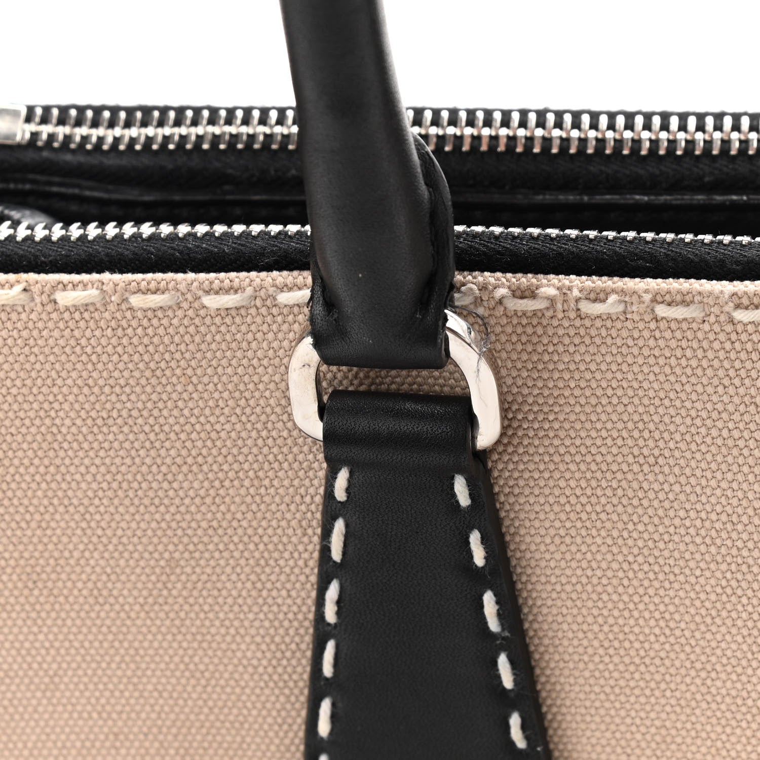 Prada Canvas Calfskin Small City Stitch Tote Black 16 of 16