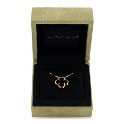 Van Cleef & Arpels 18K Yellow Gold Black Onyx Vintage Alhambra Pendant Necklace 5 of 5