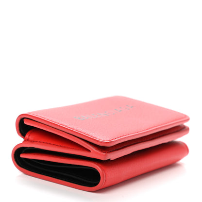 Balenciaga Smooth Calfskin Logo Mini Everyday Wallet Vivid Red Black 4 of 8