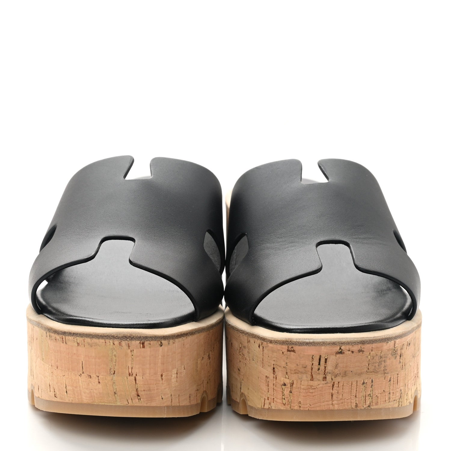 Hermes Calfskin Cork Eze 30 Sandals 41 Black 2 of 9