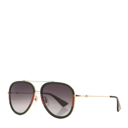 Gucci Web Aviator Sunglasses GG0062S Green Red 1 of 8
