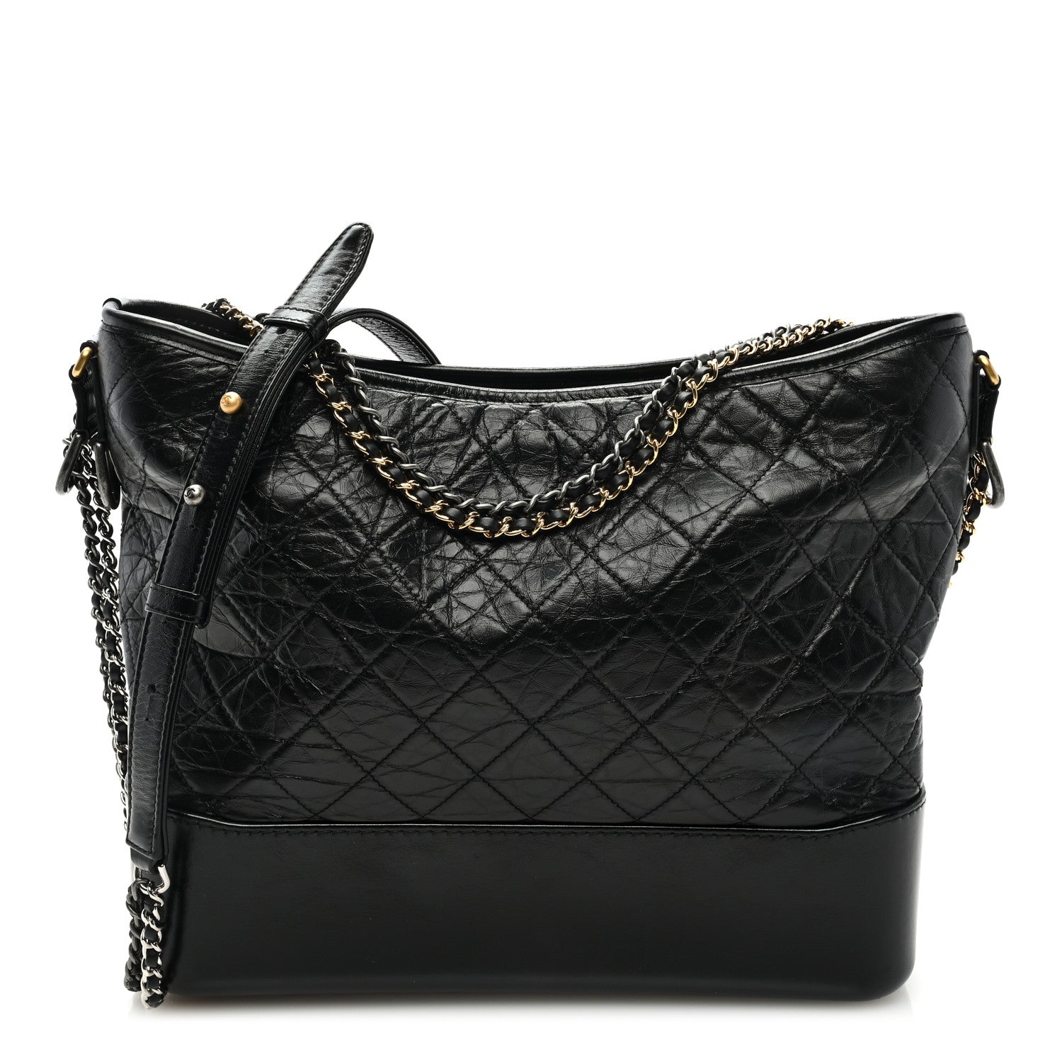 Chanel Aged Calfskin Quilted Large Gabrielle Hobo Black 1 of 9