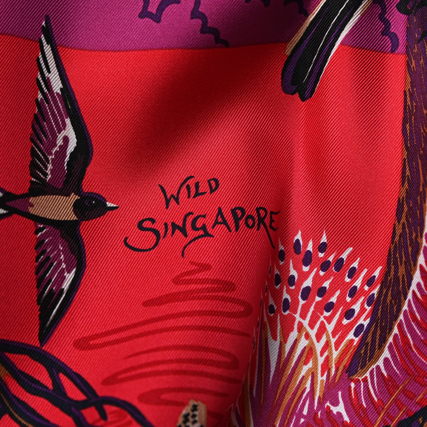 Silk Wild Singapore Scarf 90 Rouge Violet Beige