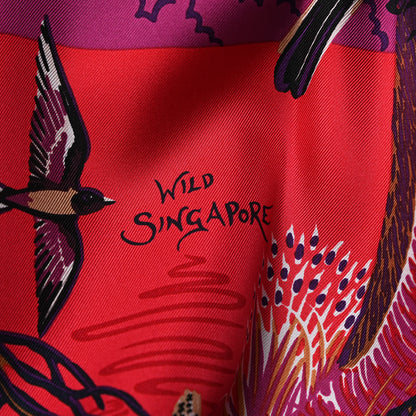 Hermes Silk Wild Singapore Scarf 90 Rouge Violet Beige 5 of 6