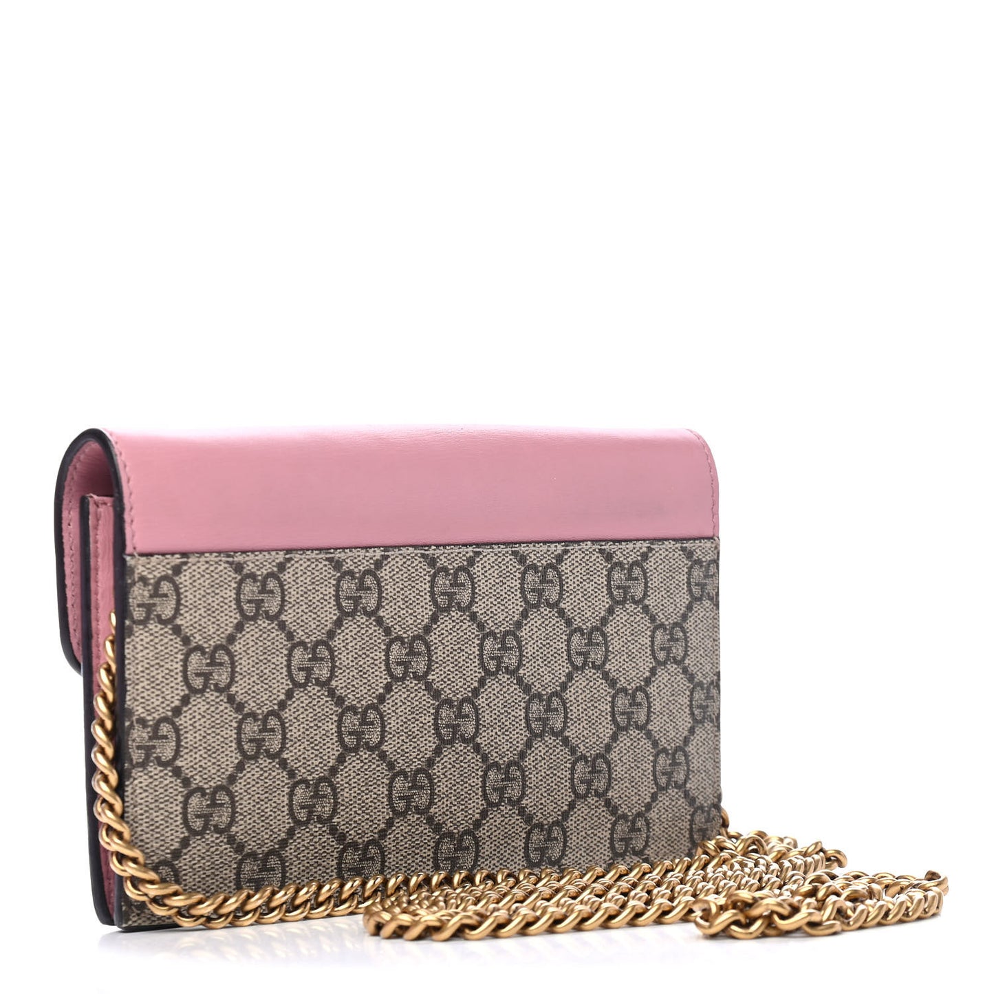 GG Supreme Monogram Mini Peony Pearly Wallet on Chain Pink