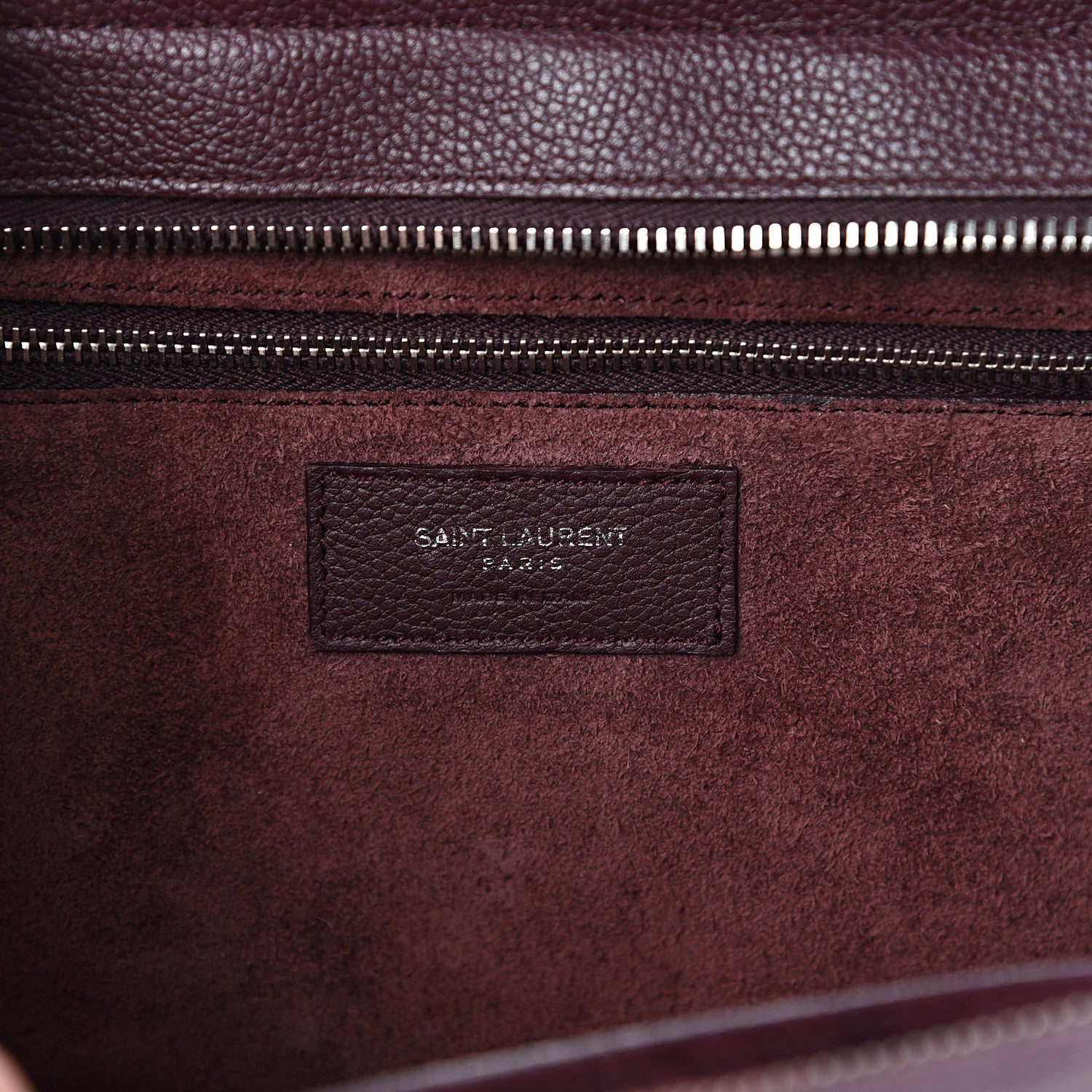 Saint Laurent Grained Calfskin Small Cabas Rive Gauche Amaranto 5 of 18