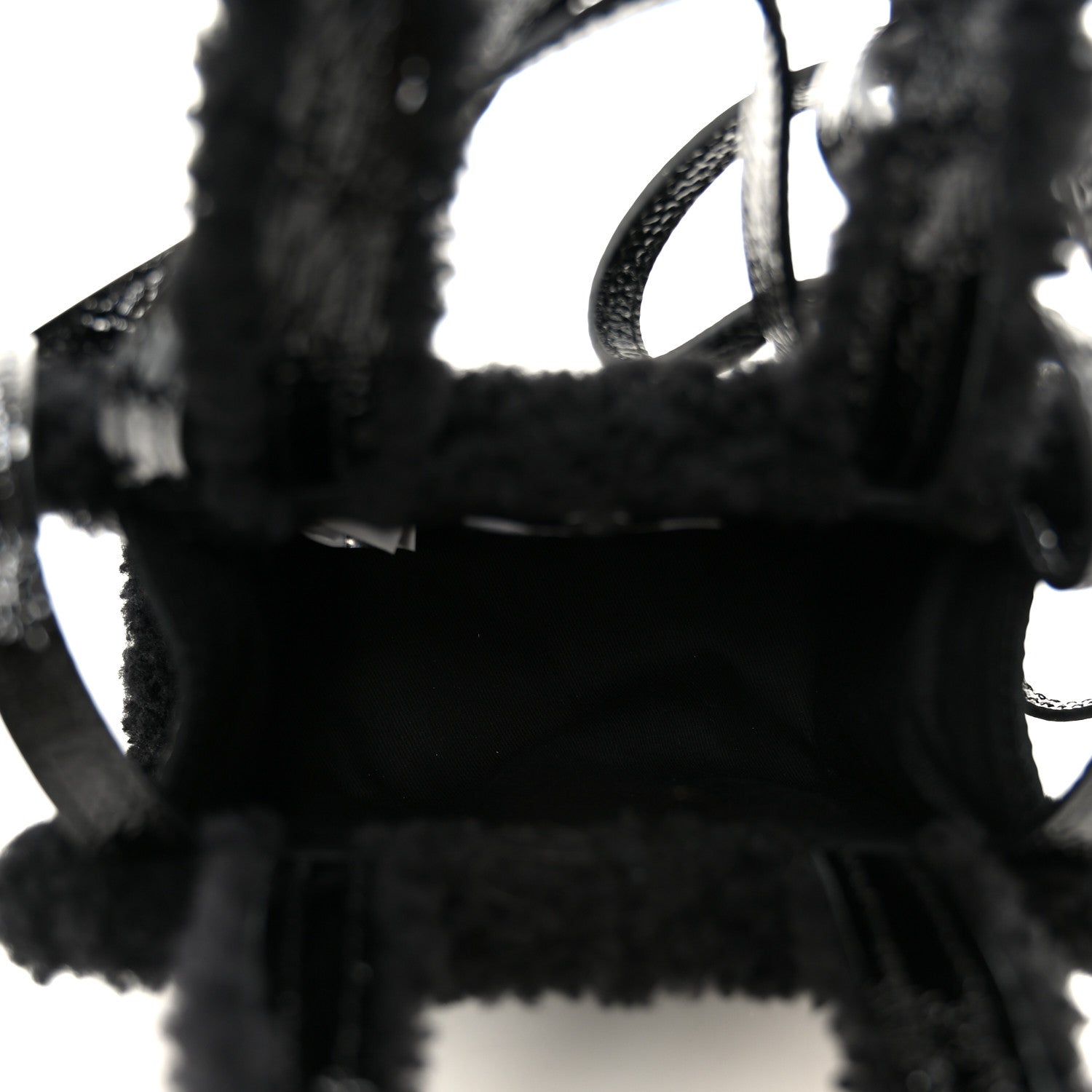 Telfar X UGG Crinkle Patent Shearling Small Shopping Bag Black 5 of 11