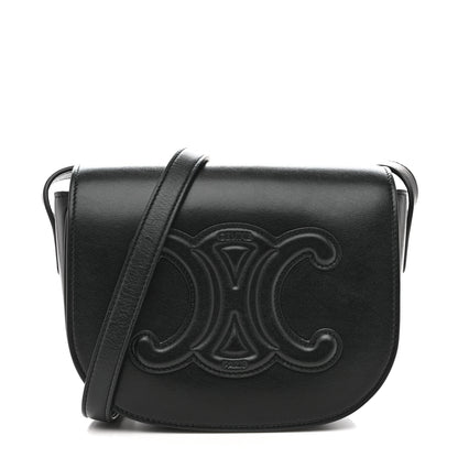 Celine Smooth Calfskin Cuir Triomphe Folco Crossbody Bag Black 1 of 14