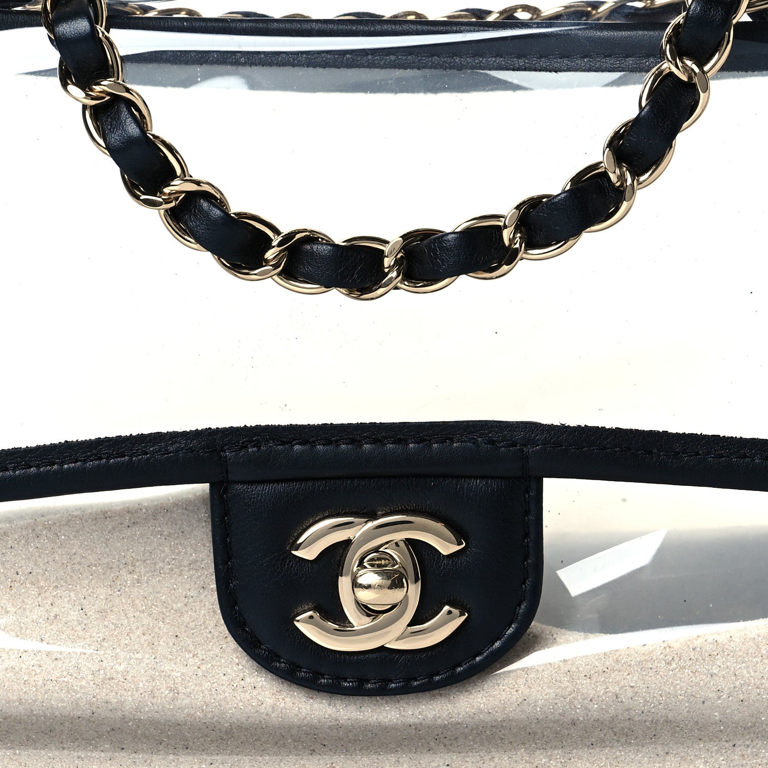 Chanel Lambskin PVC Sand By The Sea Flap With Pearl Strap Black 7 of 10