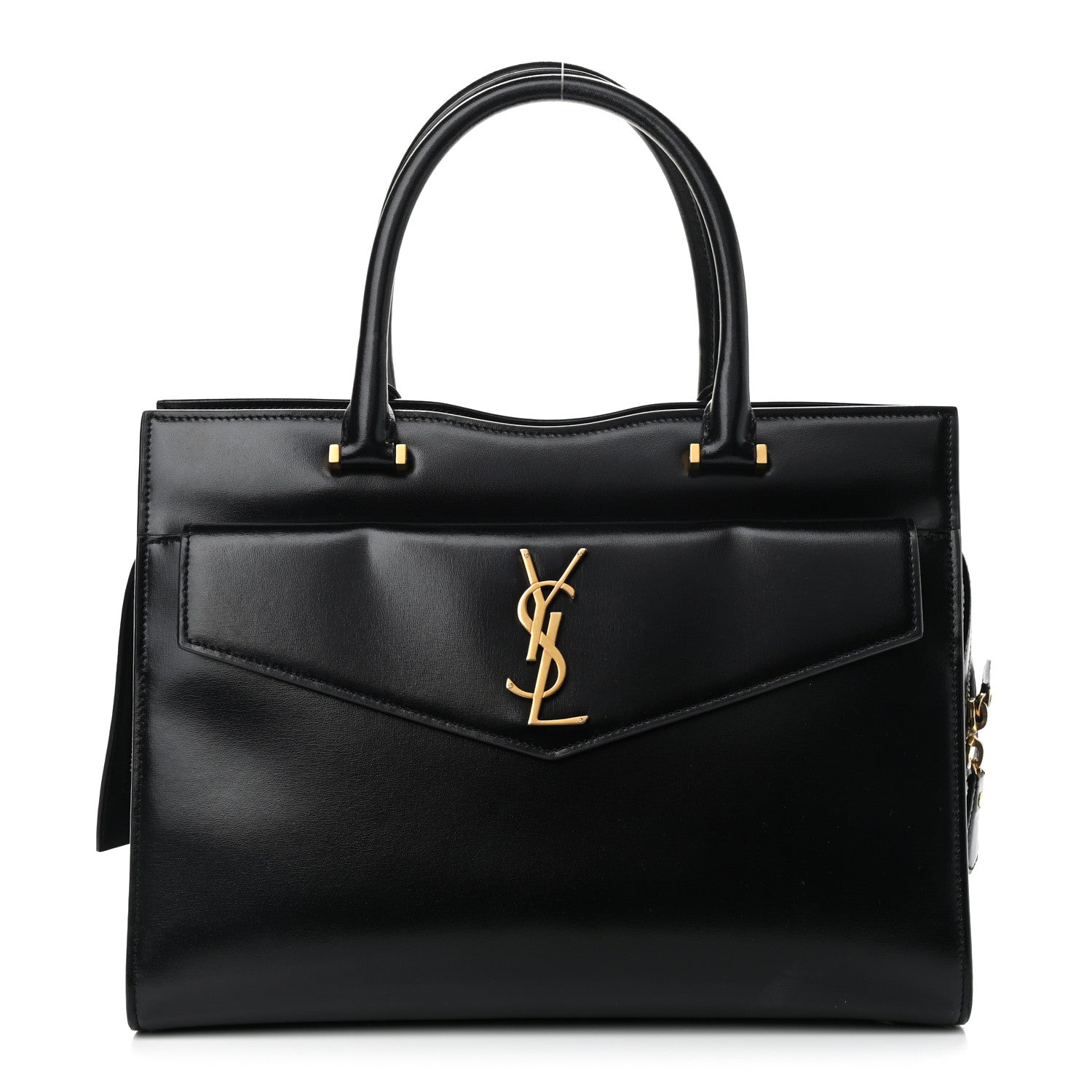 Saint Laurent Shiny Calfskin Medium Uptown Tote Black 1 of 12