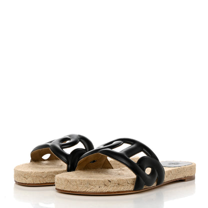 Hermes Nappa Famosa Espadrille Sandals 36 Black 3 of 8