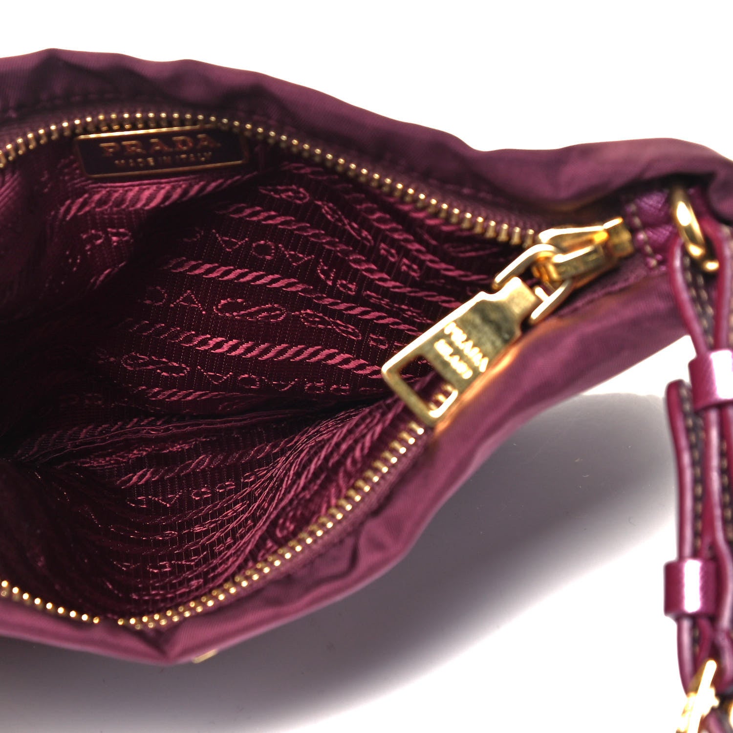 Prada Nylon Saffiano Pouch Wristlet Granato 5 of 9