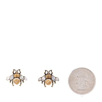 Gucci Crystal Pearl GG Bee Earrings Gold 2 of 4