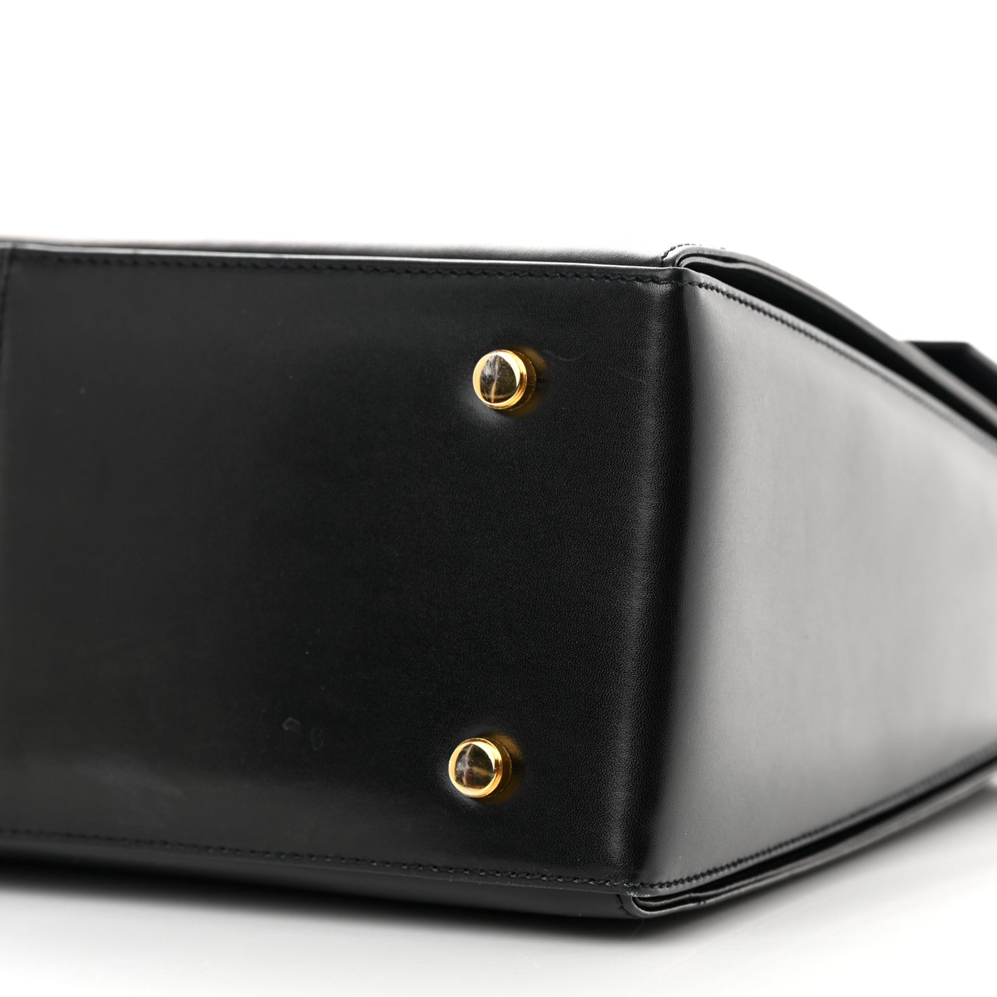 Brushed Off Calfskin Iconic Large Top Handle Bag Black