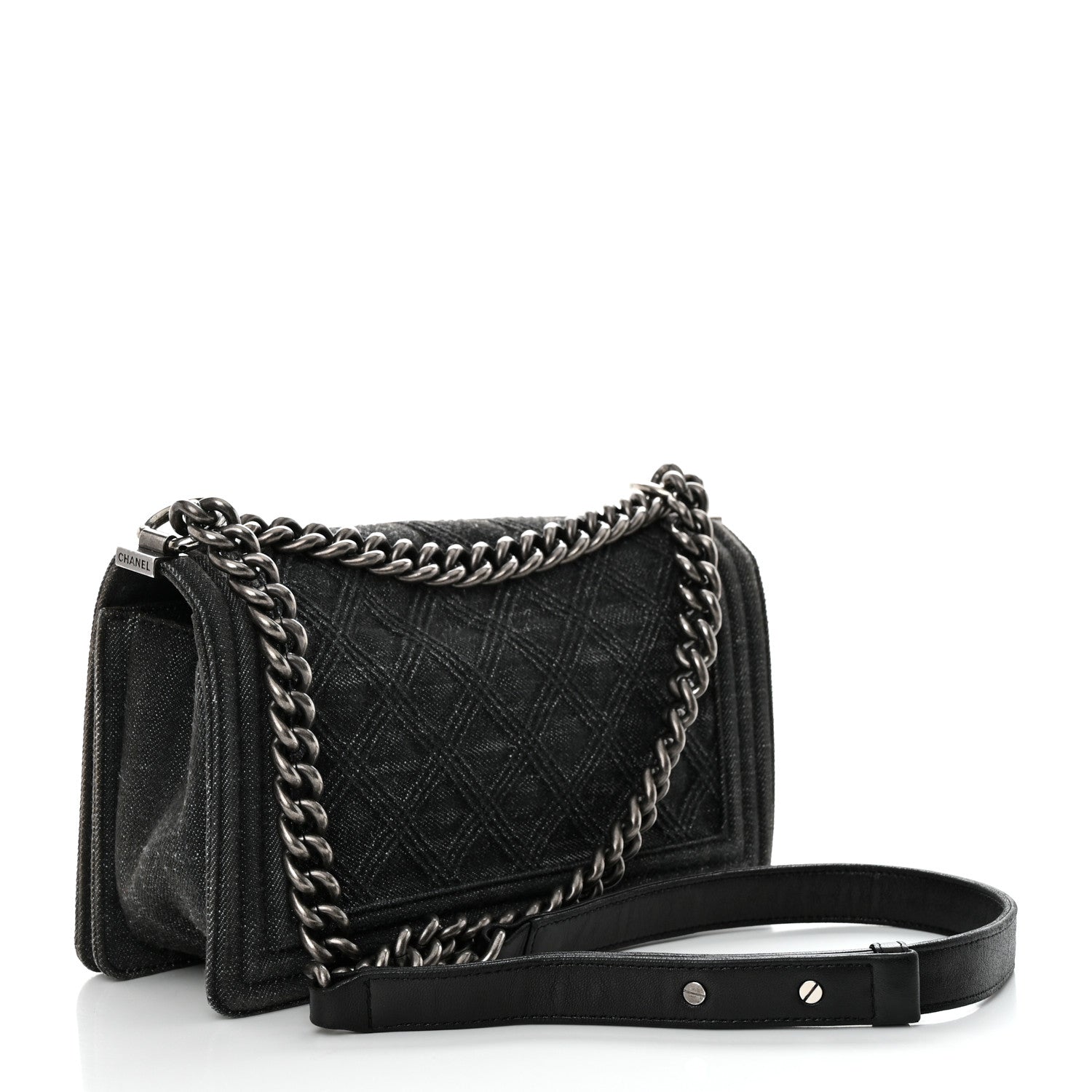 Chanel Denim Quilted Medium Boy Flap Black 3 of 13