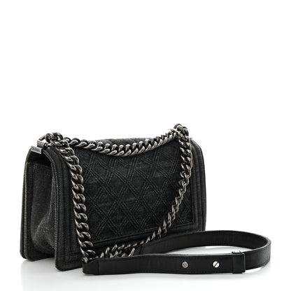 Chanel Denim Quilted Medium Boy Flap Black 3 of 13