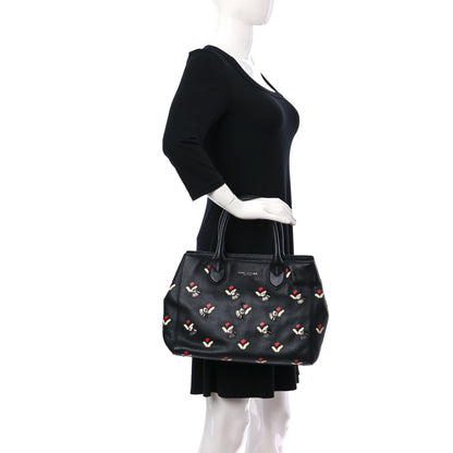 Marc Jacobs Grained Calfskin Embellished Tulip Print Tote Black Multicolor 2 of 10