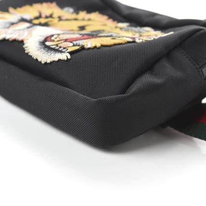 Gucci Canvas Web Tiger Embroidered Messenger Bag Black 7 of 10