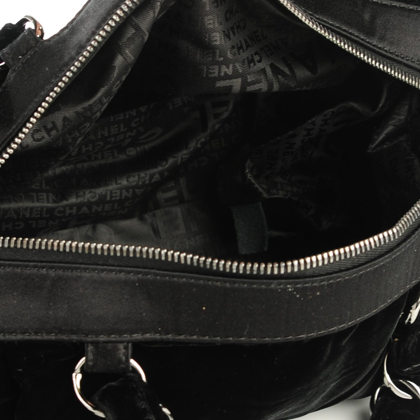 Velvet Satin Shoulder Bag Black