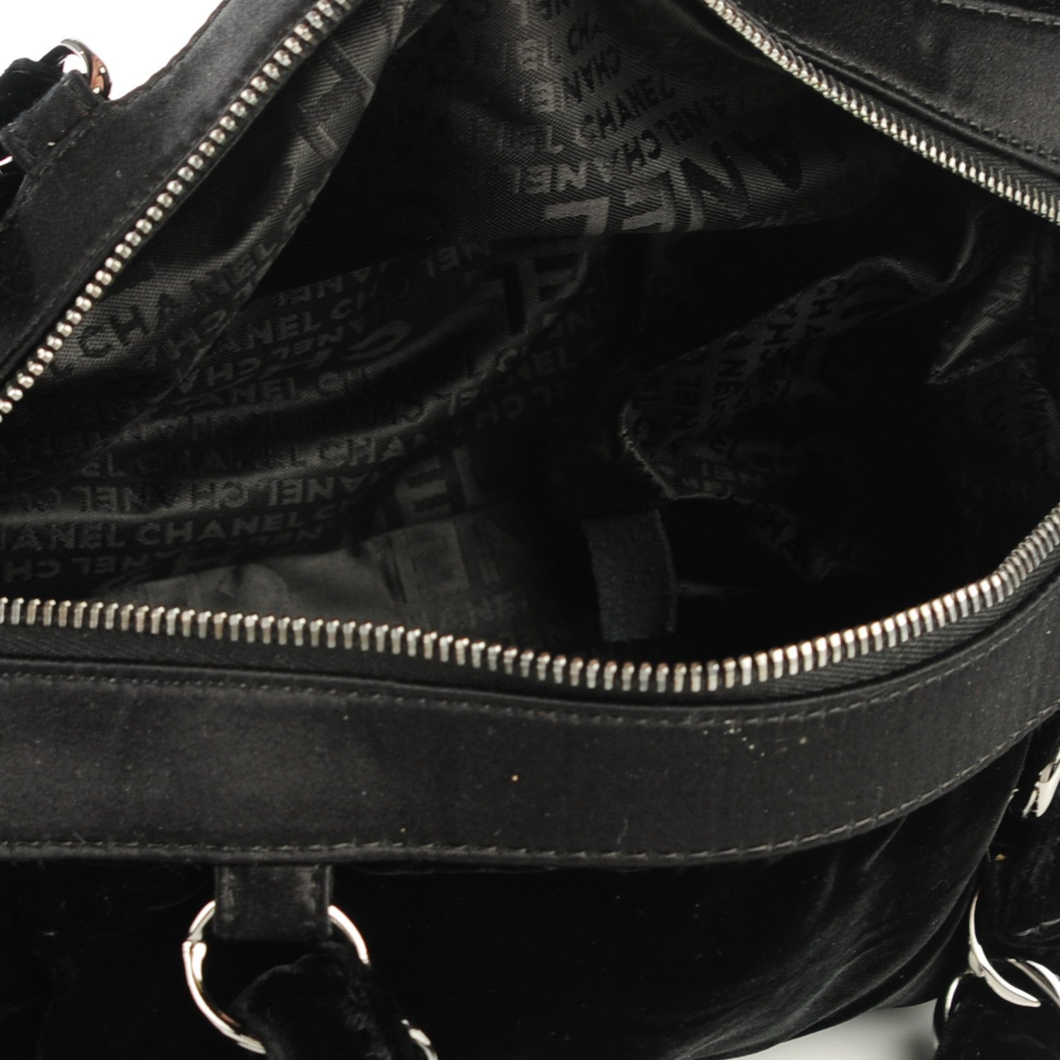 Chanel Velvet Satin Shoulder Bag Black 5 of 7