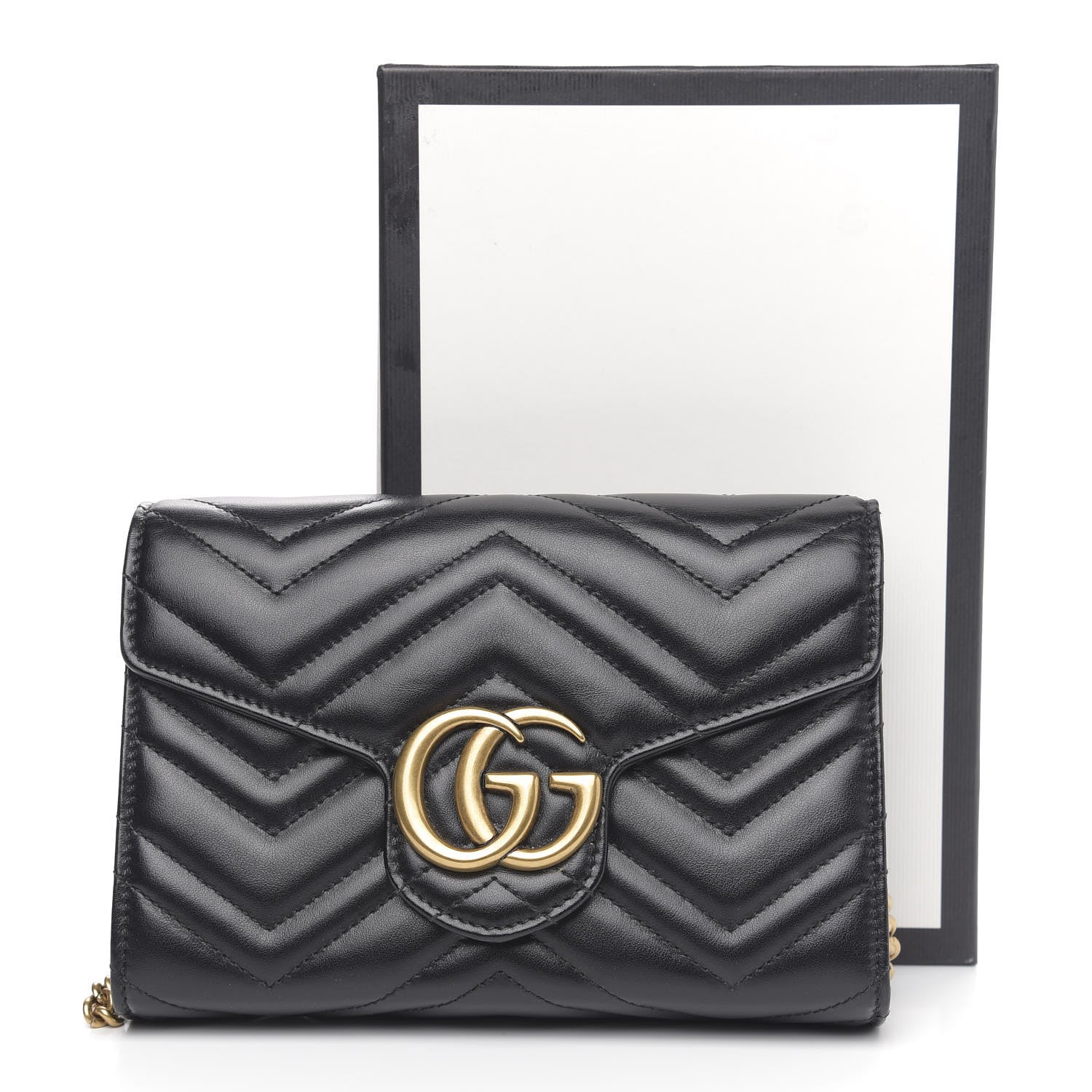 Gucci Calfskin Matelasse GG Marmont Chain Wallet Black 13 of 13