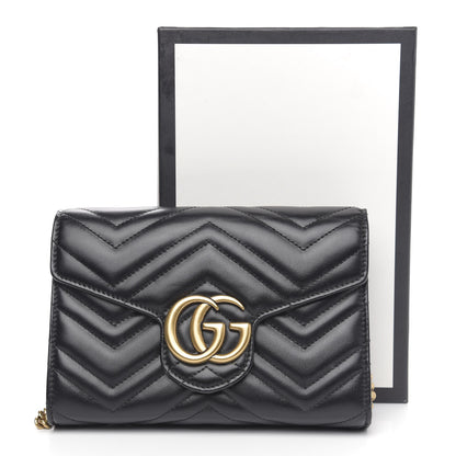 Gucci Calfskin Matelasse GG Marmont Chain Wallet Black 13 of 13