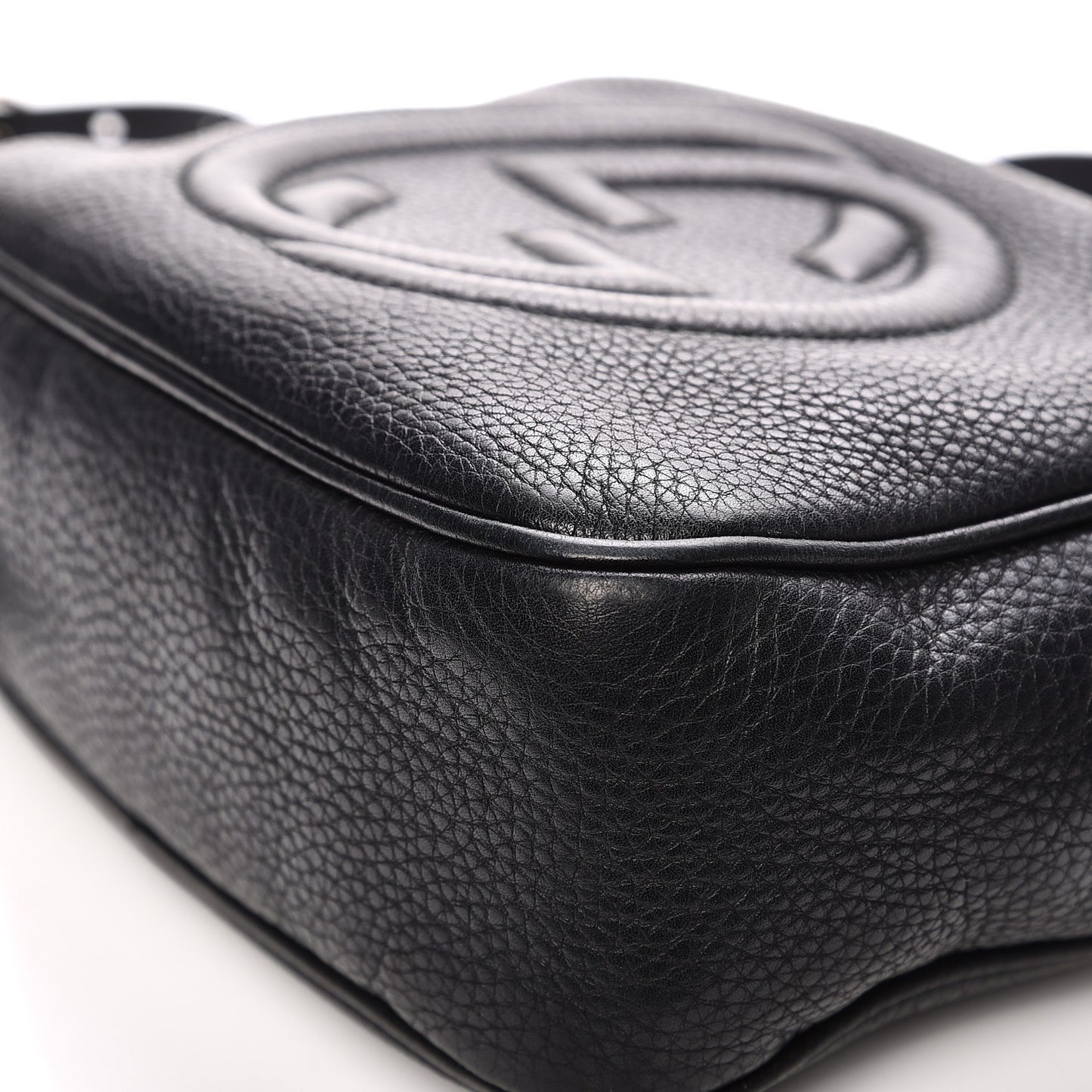 Pebbled Calfskin Small Soho Disco Bag Black