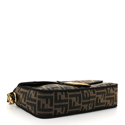 Fendi Fabric Jacquard FF 1974 Medium Baguette Tobacco Moro Black 4 of 10