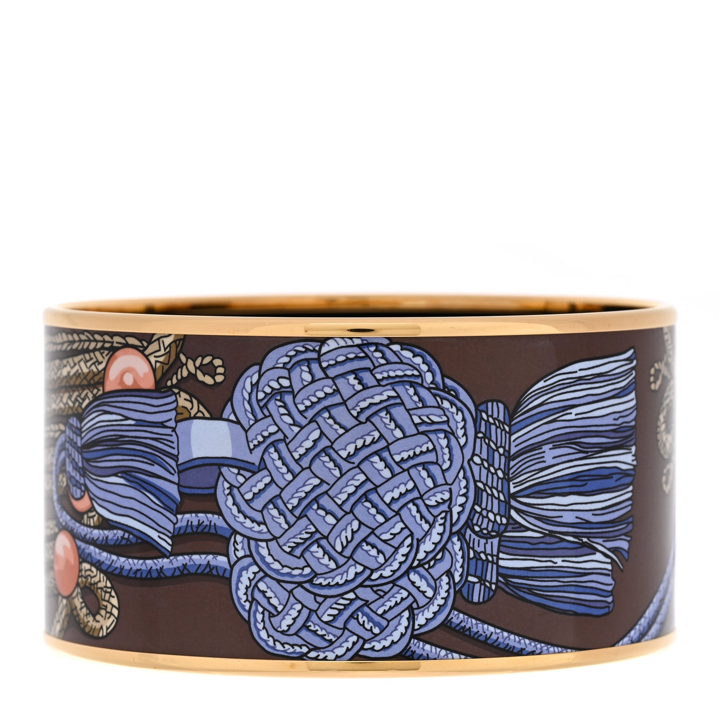 Enamel Printed Brandebourgs Extra Wide Bracelet 70 Passe Brown