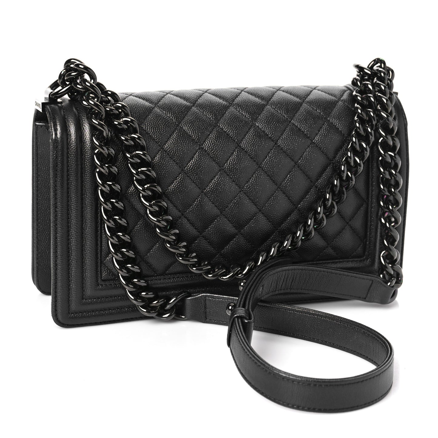 Caviar Quilted Medium Boy Flap So Black