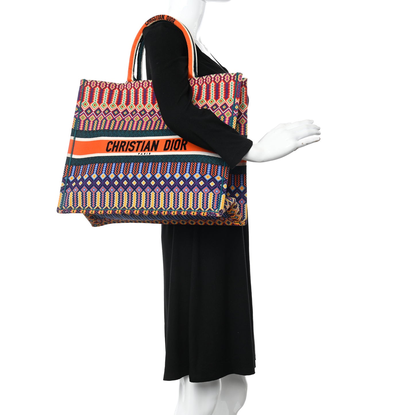 Canvas Embroidered Large Book Tote Orange Multicolor