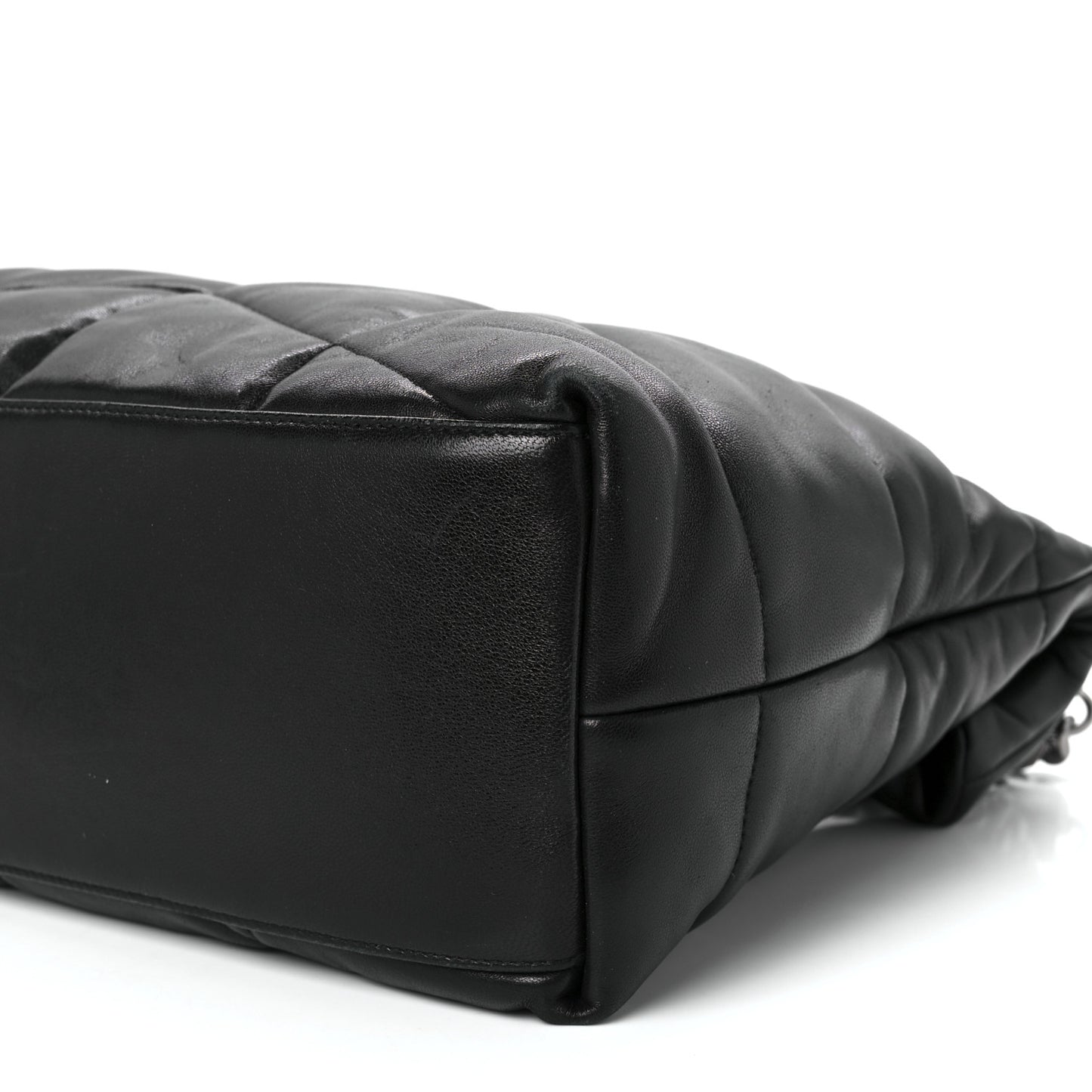 Lambskin Quilted Medium Loulou Puffer Monogram Chain Satchel Black