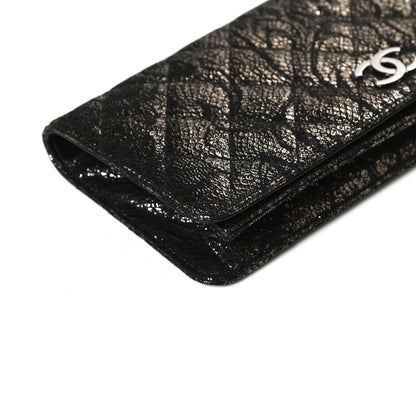 Chanel Metallic Tweed Quilted Clutch Black Dark Silver 10 of 12