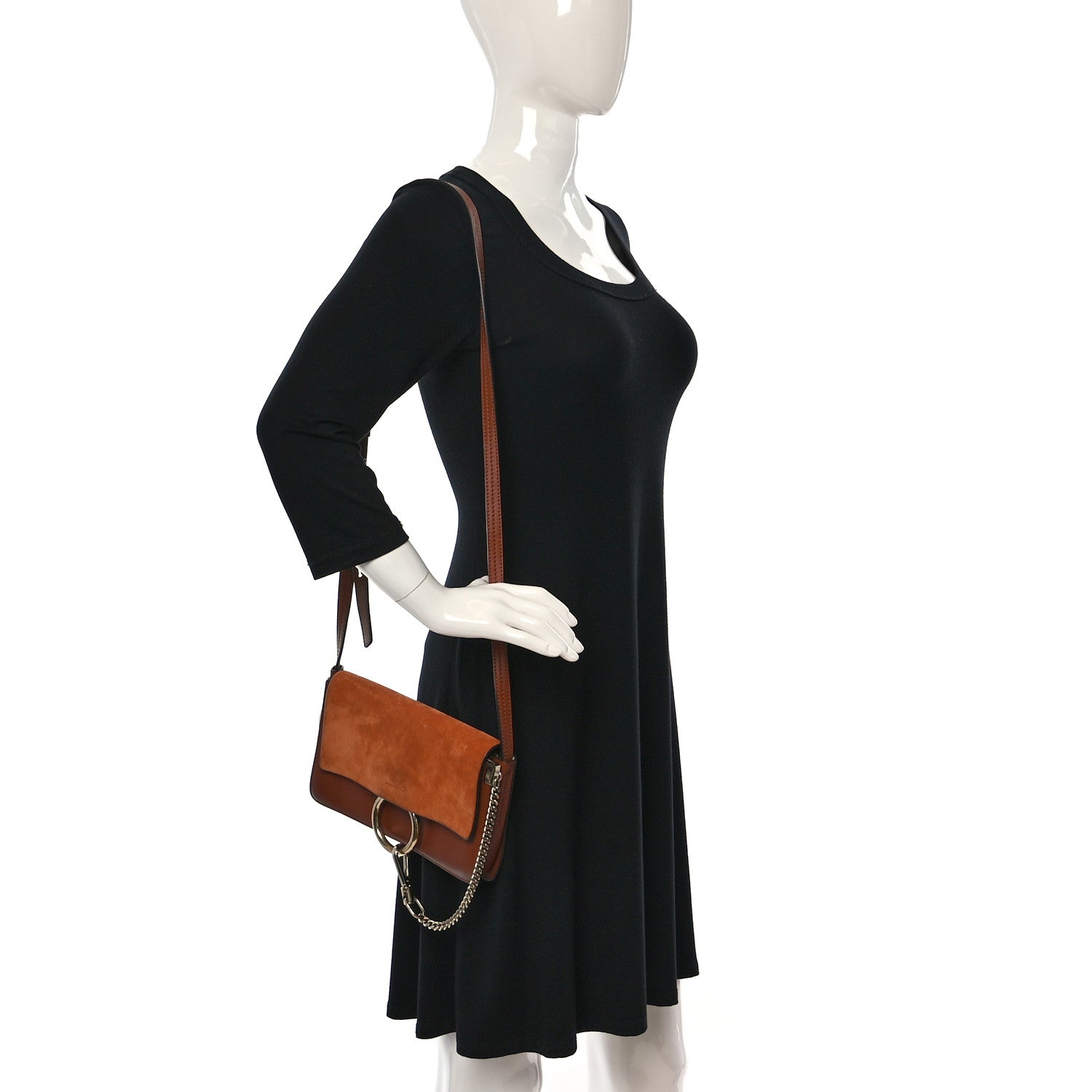 Chloe Suede Calfskin Mini Faye Shoulder Bag Tobacco 2 of 12