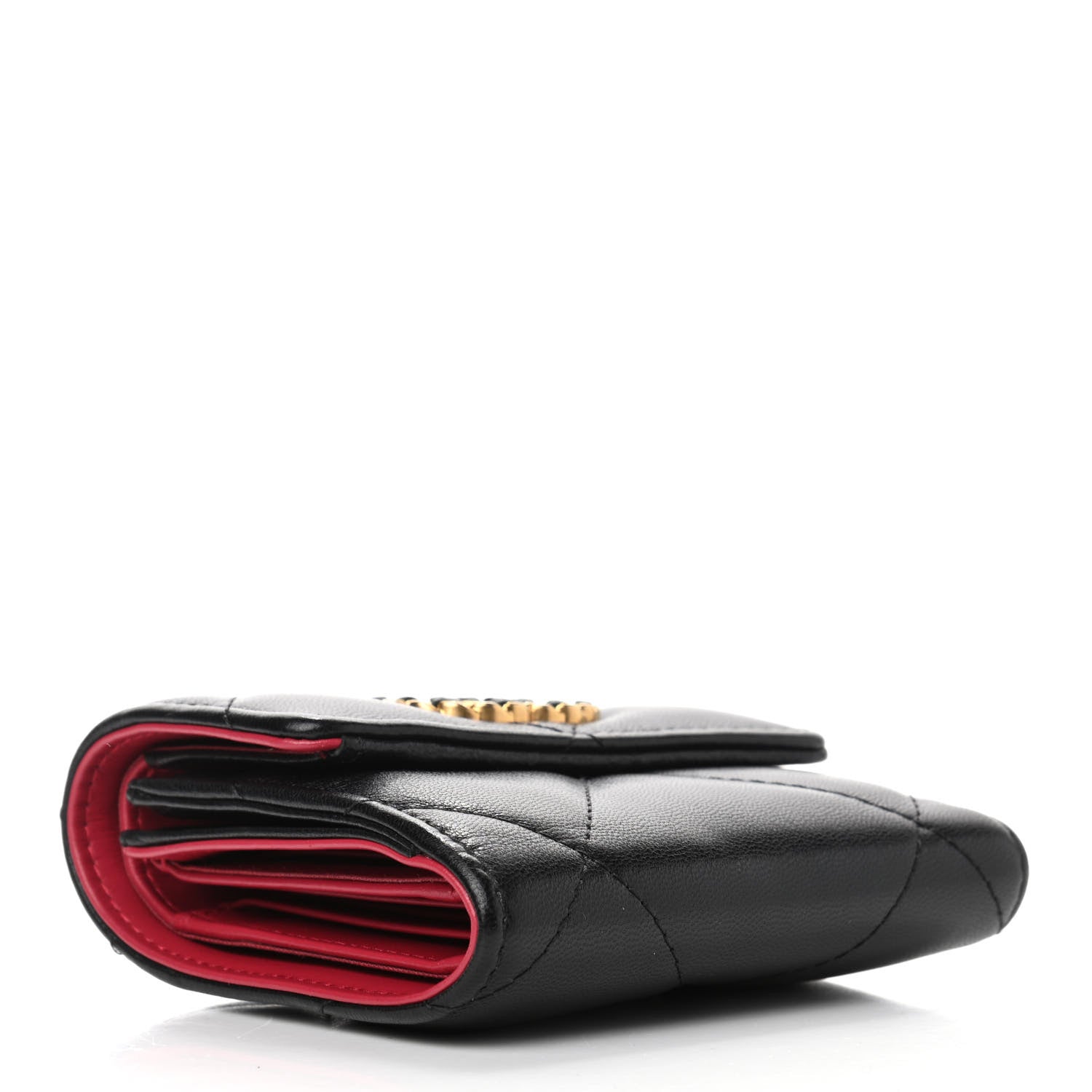 Chanel Lambskin Quilted Chanel 19 Small Flap Wallet Black 4 of 7