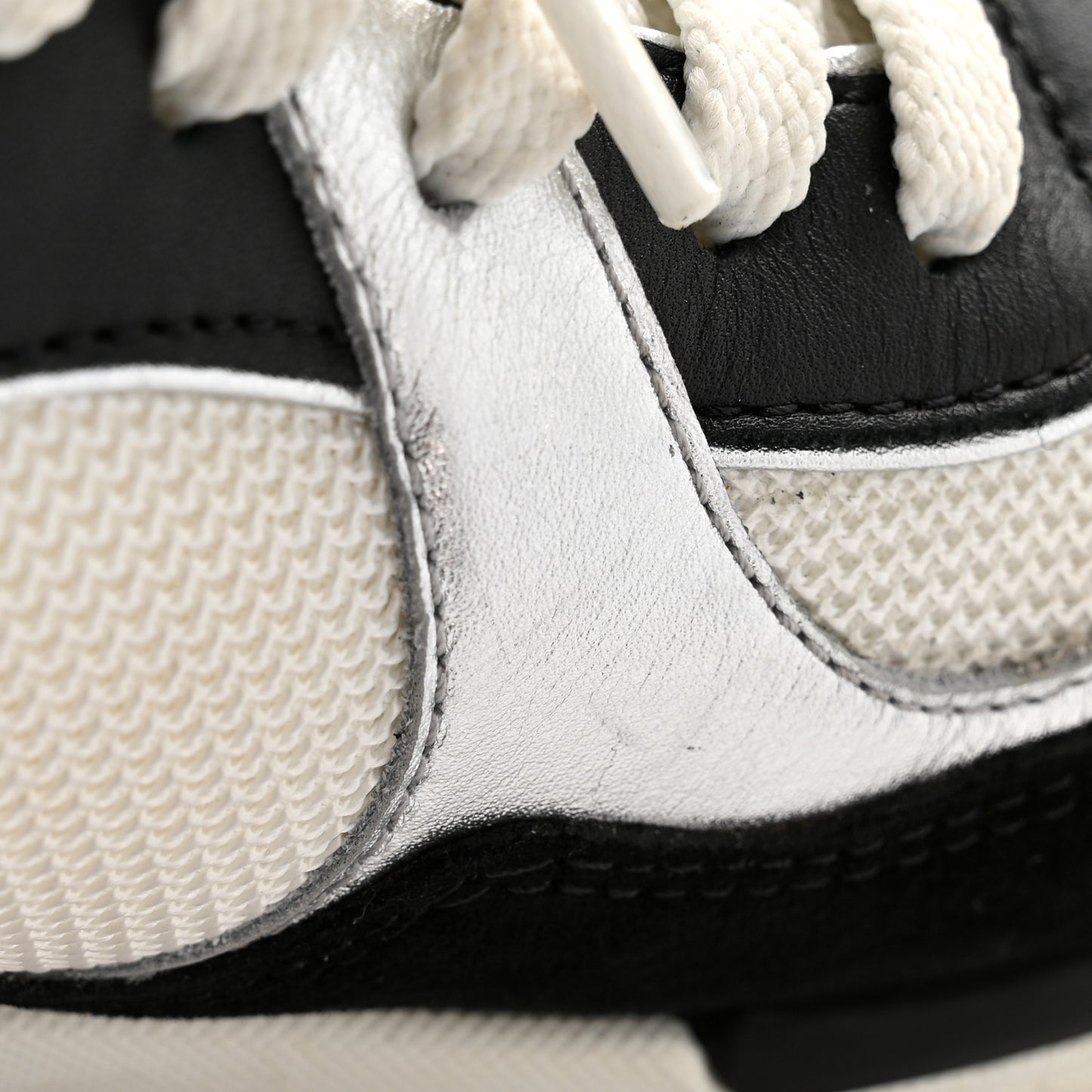 Mesh Suede Calfskin Grained Calfskin Womens CC Sneakers 38 Black White Silver