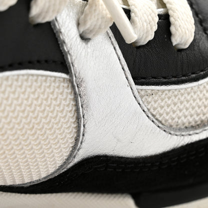 Chanel Mesh Suede Calfskin Grained Calfskin Womens CC Sneakers 38 Black White Silver 11 of 12