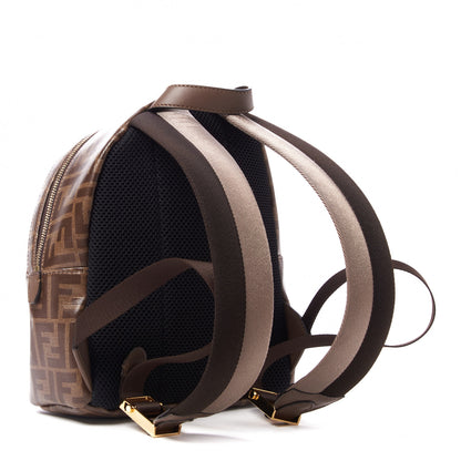 Fendi X FILA Glazed Fabric Vitello Century FF 1974 Mania Mini Backpack Mogano Panna Blueberry 3 of 9