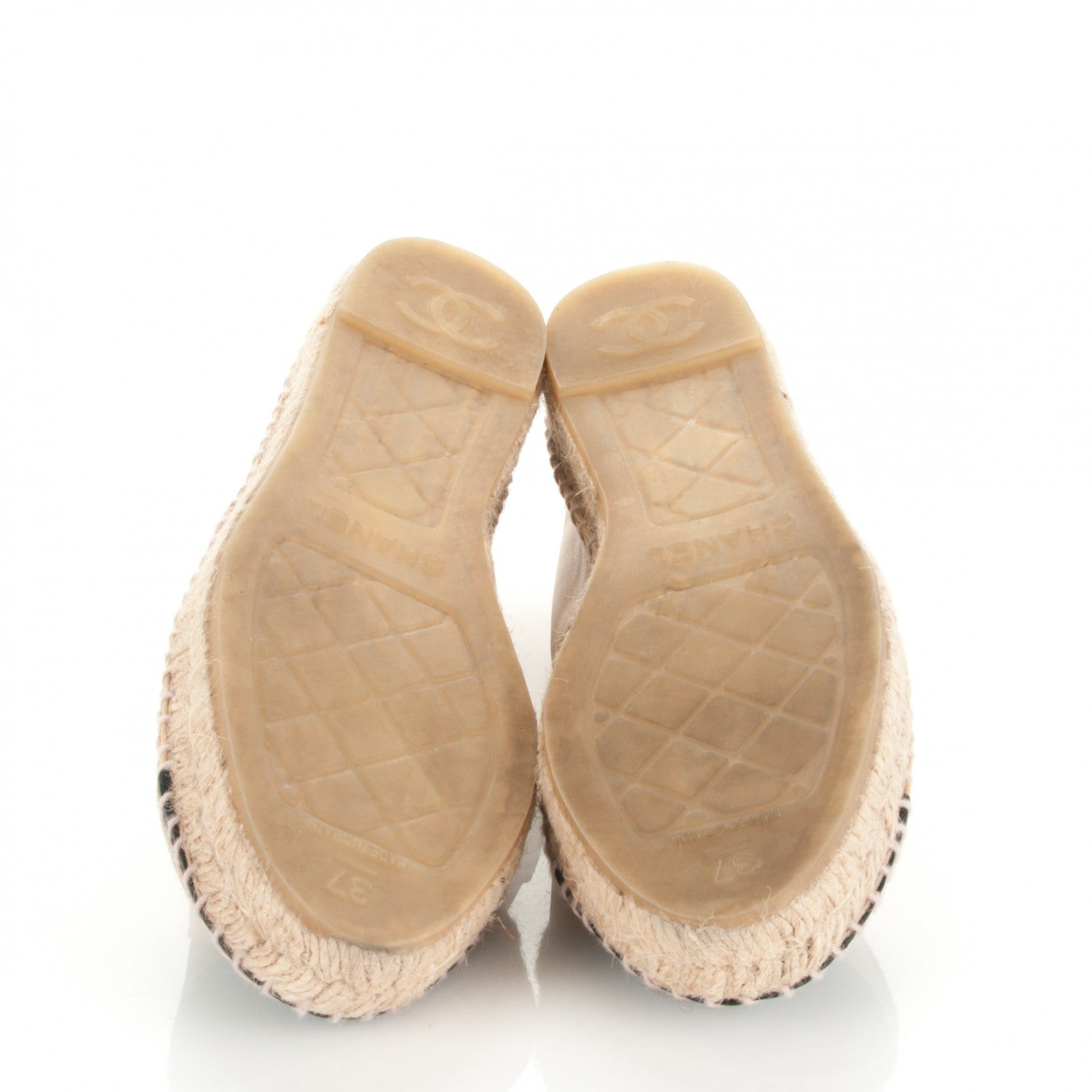 Chanel Lambskin CC Espadrilles 37 Beige Black 5 of 8