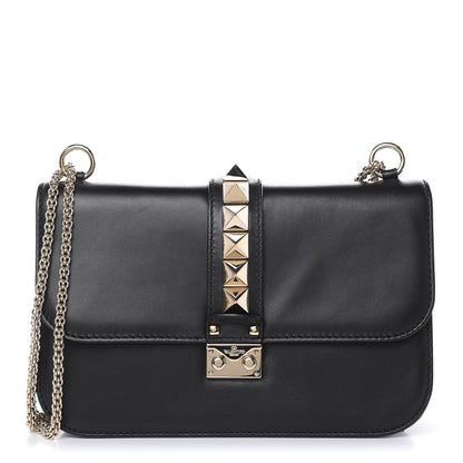 Valentino Garavani Vitello Medium Glam Lock Rockstud Flap Black 1 of 14