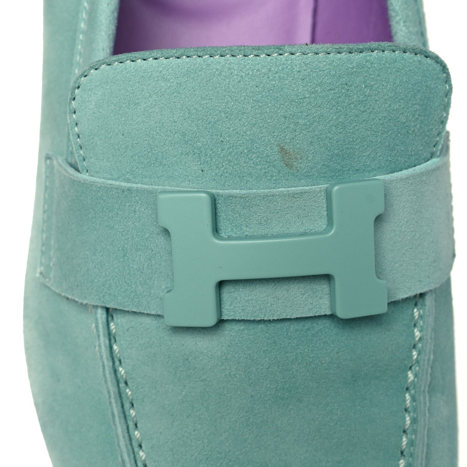 Hermes Suede Goatskin Paris Loafers 37.5 Vert d'eau 9 of 11