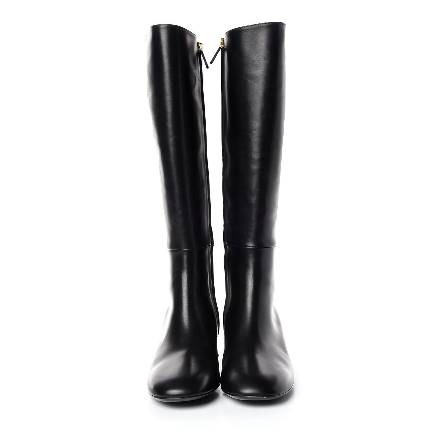 Calfskin Knee High Crystal Boots 39.5 Black