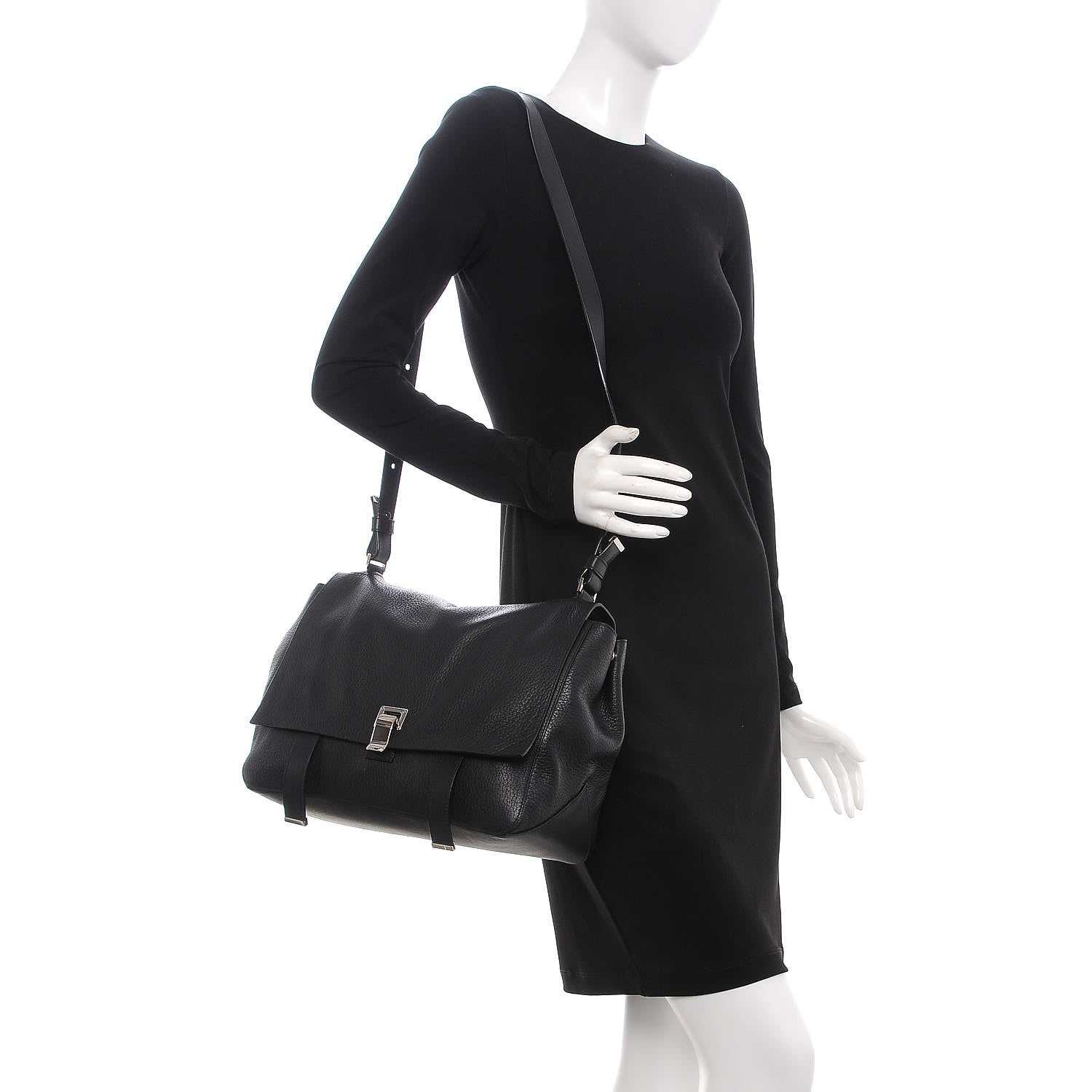 Proenza Schouler Pebbled Calfskin Double Sided PS Courier Bag Black 2 of 8