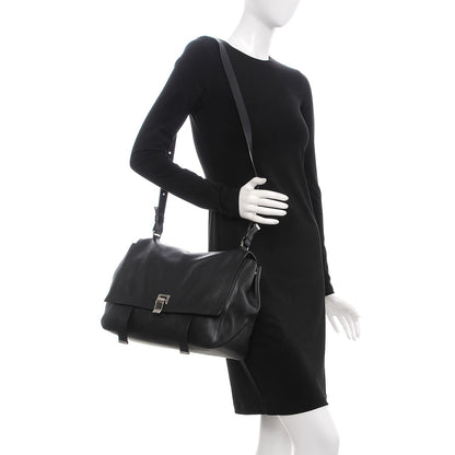 Proenza Schouler Pebbled Calfskin Double Sided PS Courier Bag Black 2 of 8