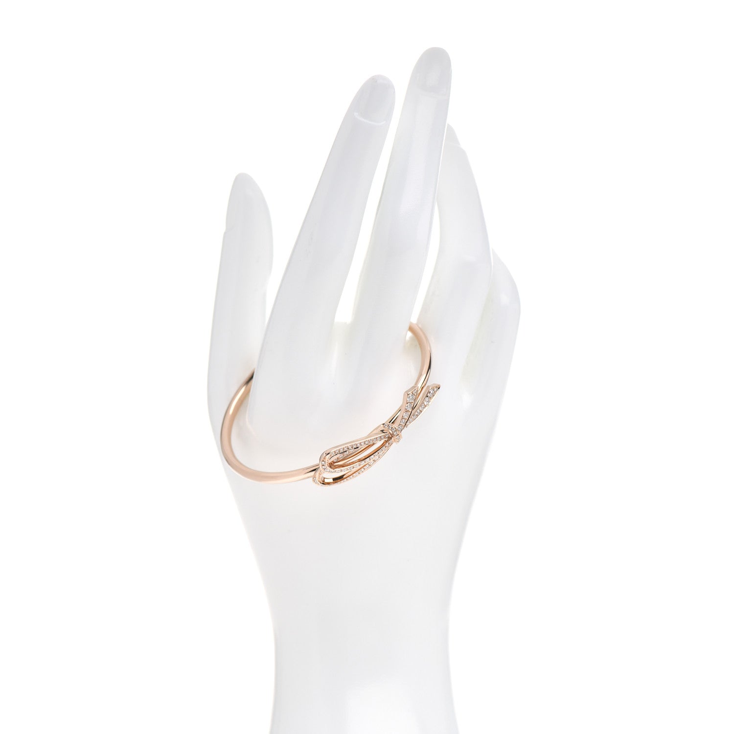 Tiffany 18K Rose Gold Diamond Medium Bow Cuff Bracelet 2 of 4
