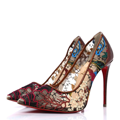 Christian Louboutin Lace Calfskin Crocodile Embossed Follies 100 Pumps 36.5 Cuoio Multicolor 3 of 7